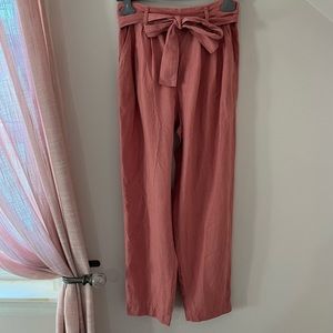 notPERFECTLINEN loose pleated-front BOYFRIEND linen pants, size M Salmon Blush.